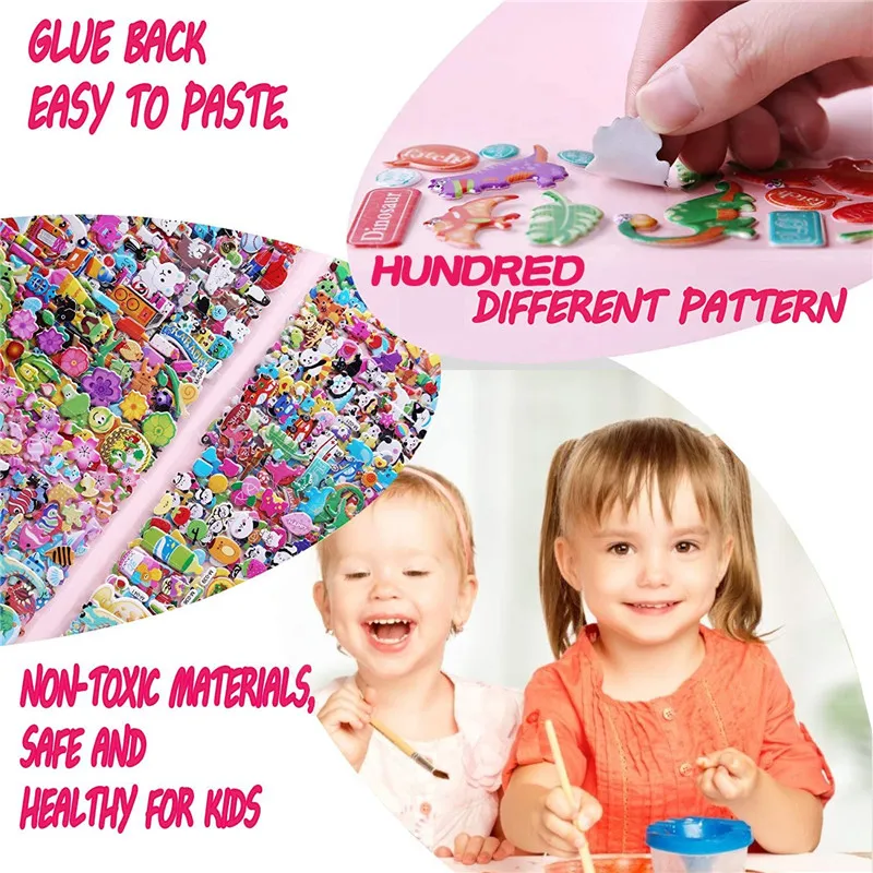 30 различных листов 3D наклейки-пузыри детские игрушки милые Мультяшные животные