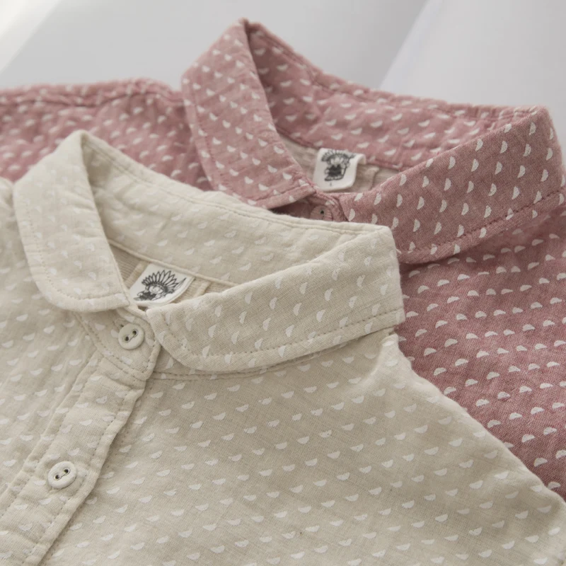 

Lamtrip Geometric Ploka Dots Print Cotton Long SleevePeter Pan Collar Shirt Blouse Female