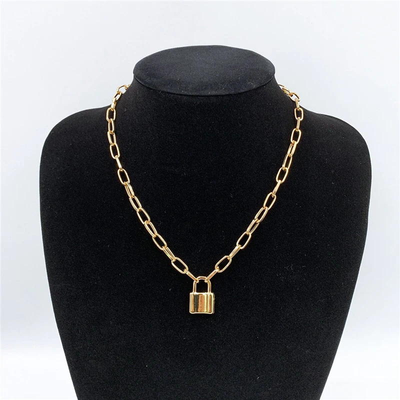 Женская/Мужская цепочка с замком в стиле панк Готическая Цепочка чокер ожерелье