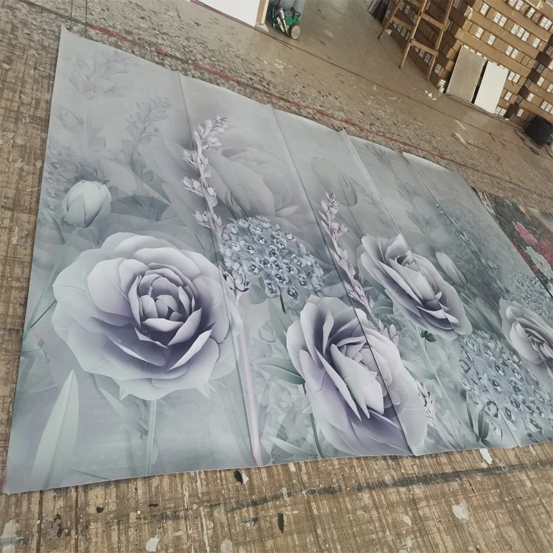 

Custom Photo Wallpapers 3d Purple Flowers Living Room TV Background Peel And Sticker Wallpaper