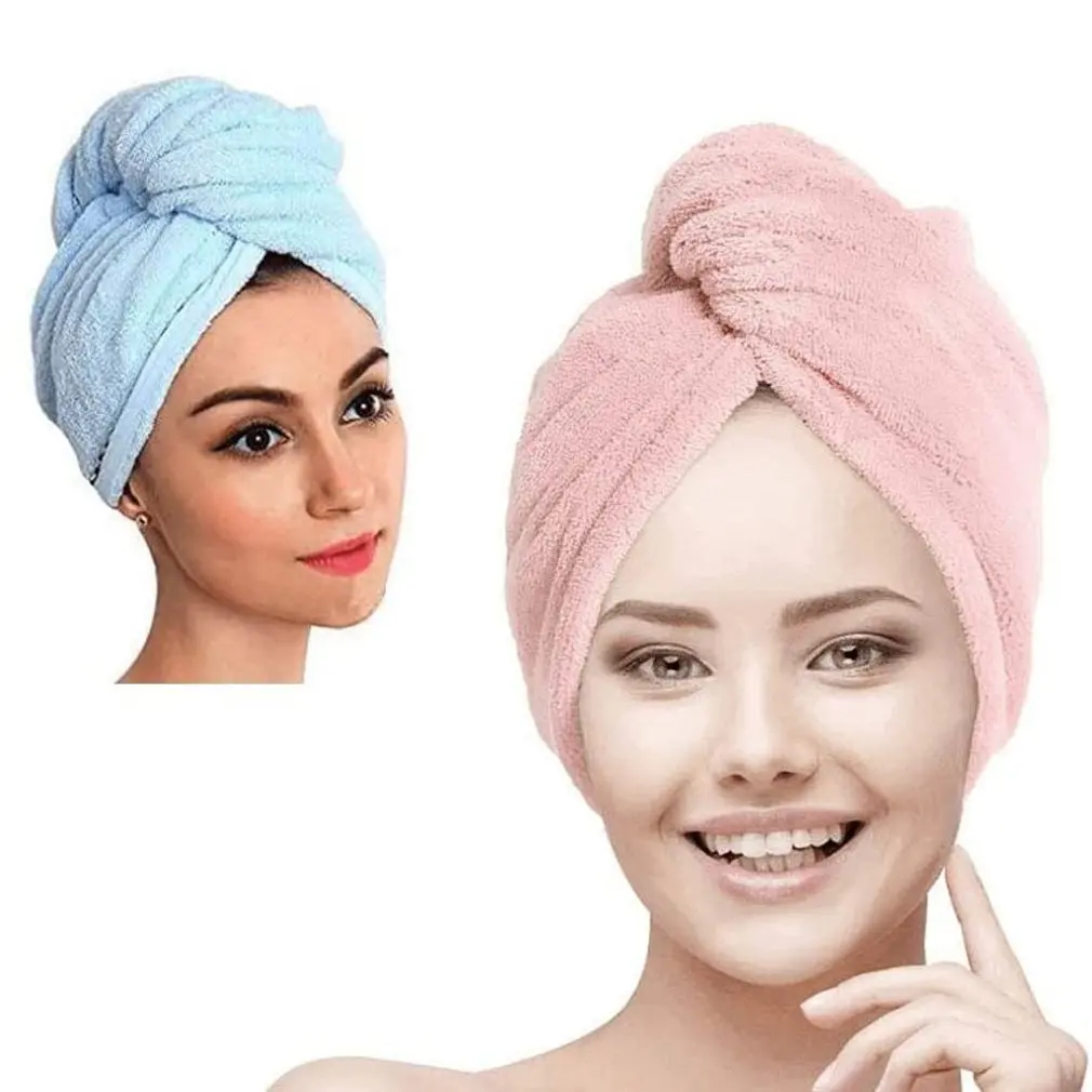 

Шапочка для сушки волос из микрофибры, быстросохнущие мягкие банные полотенца с пуговицами, Товары для ванной, сушилка волос для женщин
