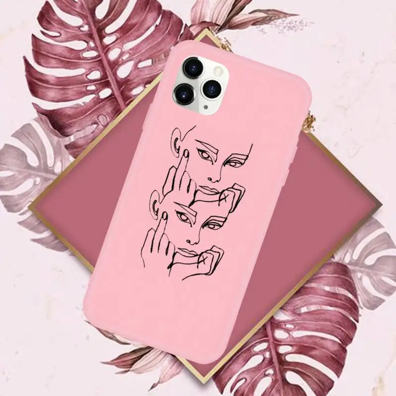 

Funny Abstract Art Lines cover Phone Case Candy Color for iPhone 6 7 8 11 12 s mini pro X XS XR MAX Plus