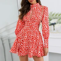 ardm fashion floral print vintage dresses for women 2021 long sleeve sweet dots elegant party mini dress