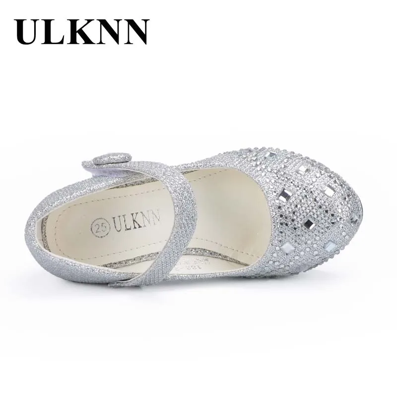

Children Princess Shoes For Girls Sandals High Heel Glitter Shiny Rhinestone Enfants Fille Female Party Dress Shoes