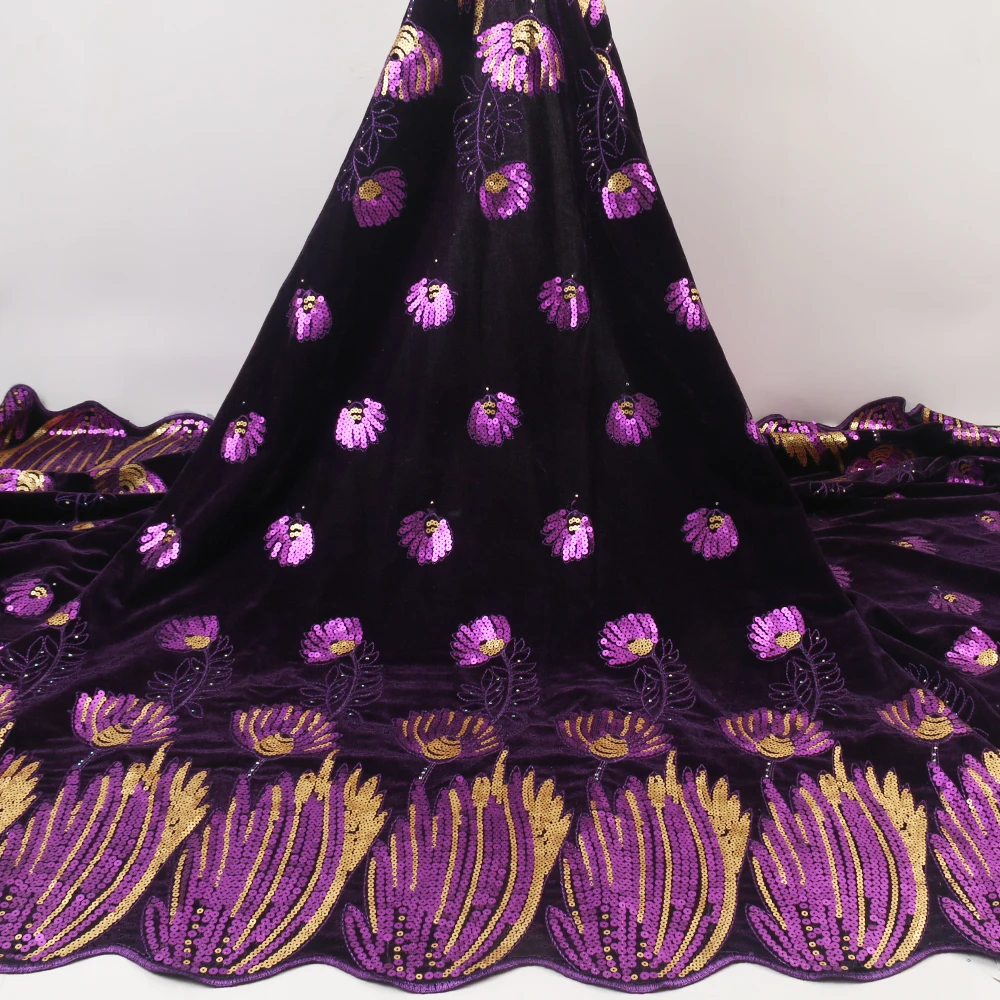 

Nigerian Sequins Velvet Lace Fabrics 2020 High Quality Lace African Lace Fabric Wedding French Lace Material Sewing YA3760B-2