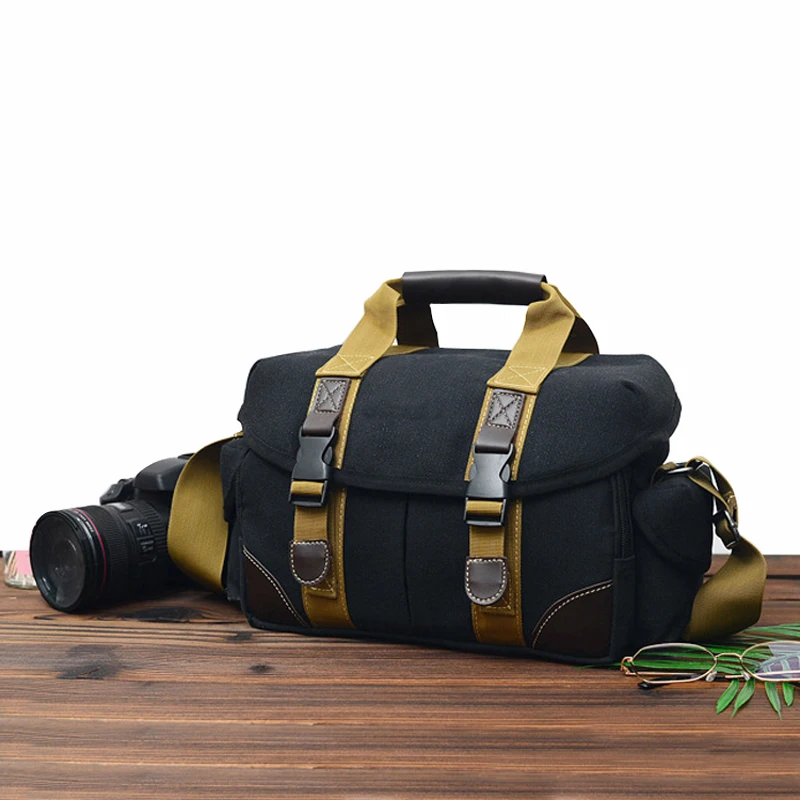 

Холщовый чехол-сумка для камеры DSLR SLR сумка-мессенджер через плечо ударопрочный водонепроницаемый чехол для фотообъектива для Canon Nikon Sony a6000 ...