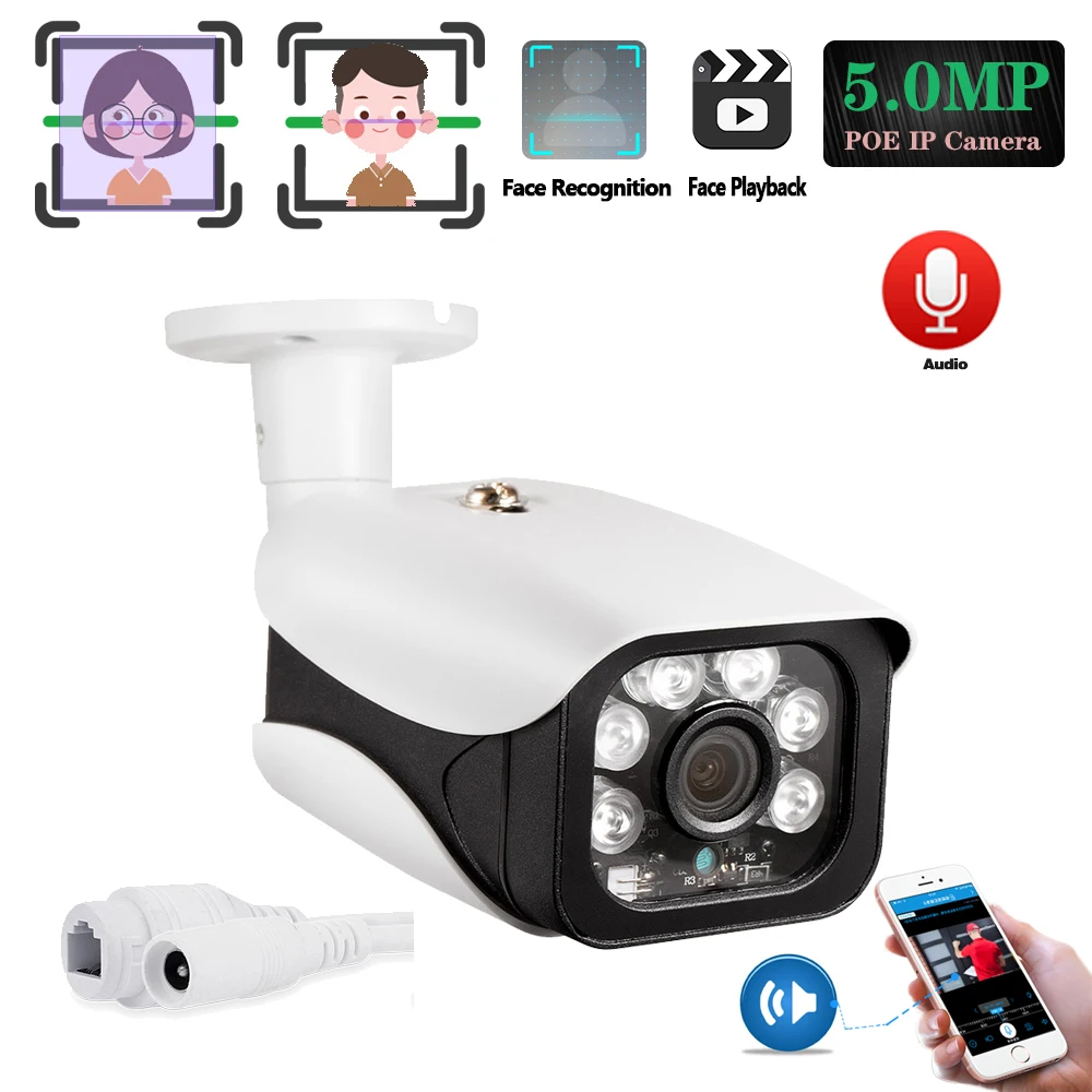 IP камера RJ45 POE 2592 МП 1944 * P с датчиком движения и лица|Камеры видеонаблюдения| |