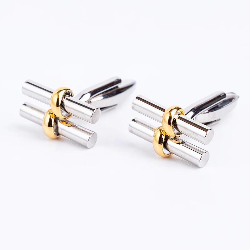 

Luxury Stainless Steel Metal Cufflinks Double Cylinder Knots Cuff Buttons For Mens Suit Business 1 Pair Jewelry Accessories