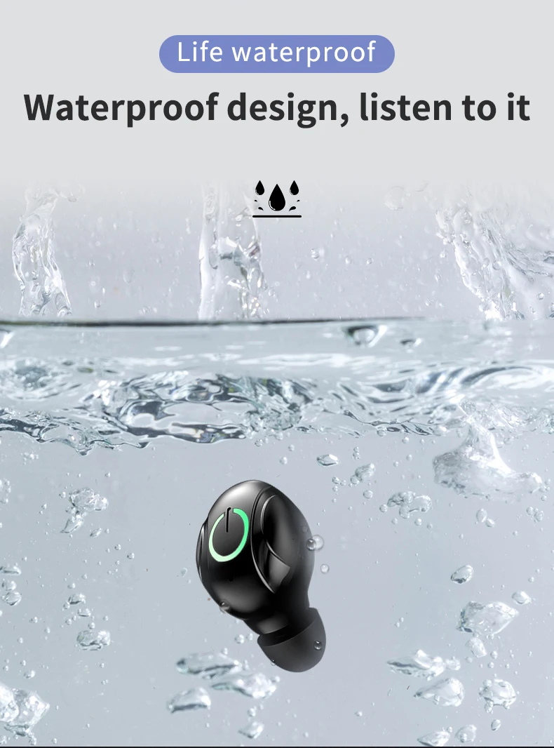 Ture Беспроводные стерео Bluetooth наушники с микрофоном, дисплей питания, музыкальная кнопка управления, Bluetooth наушники-вкладыши для смартфона