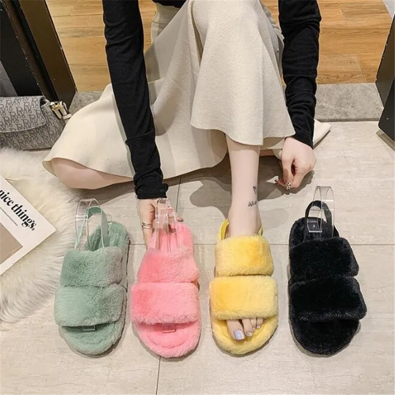 

New women's shoes fashion plush surface flat shallow mouth light and comfortable casual women's fur shoes slippers