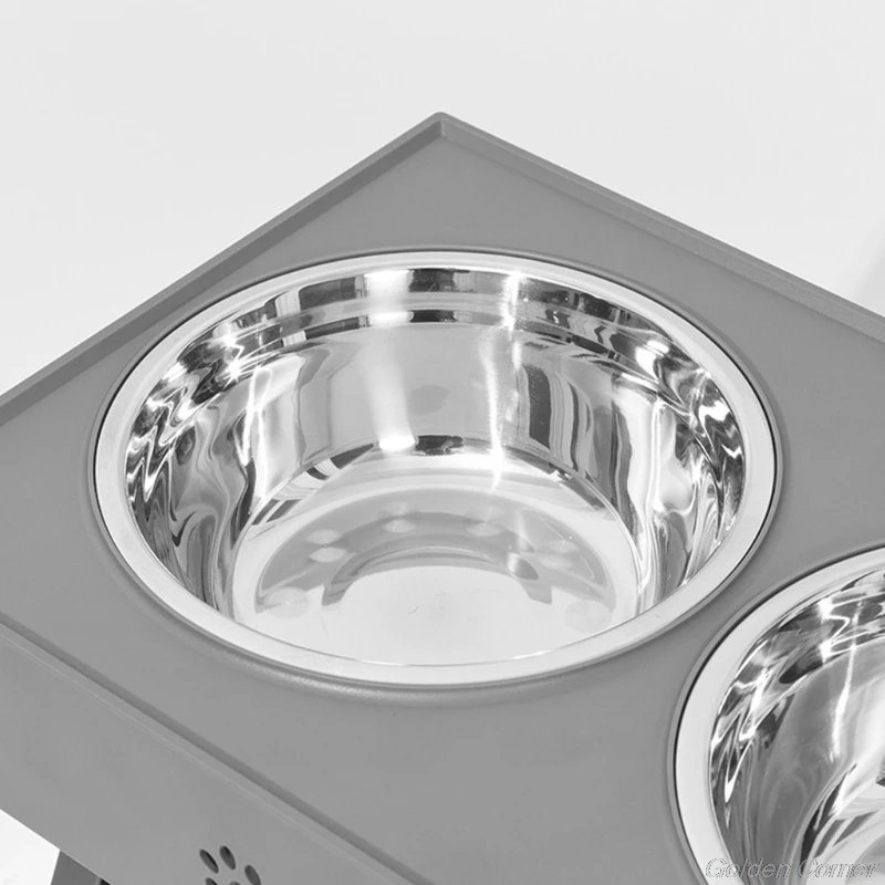 

Anti-Slip Elevated Double Dog Bowls Stainless Steel Water Food Container Adjustable Height Pet Feeding Dish Feeder M18 21