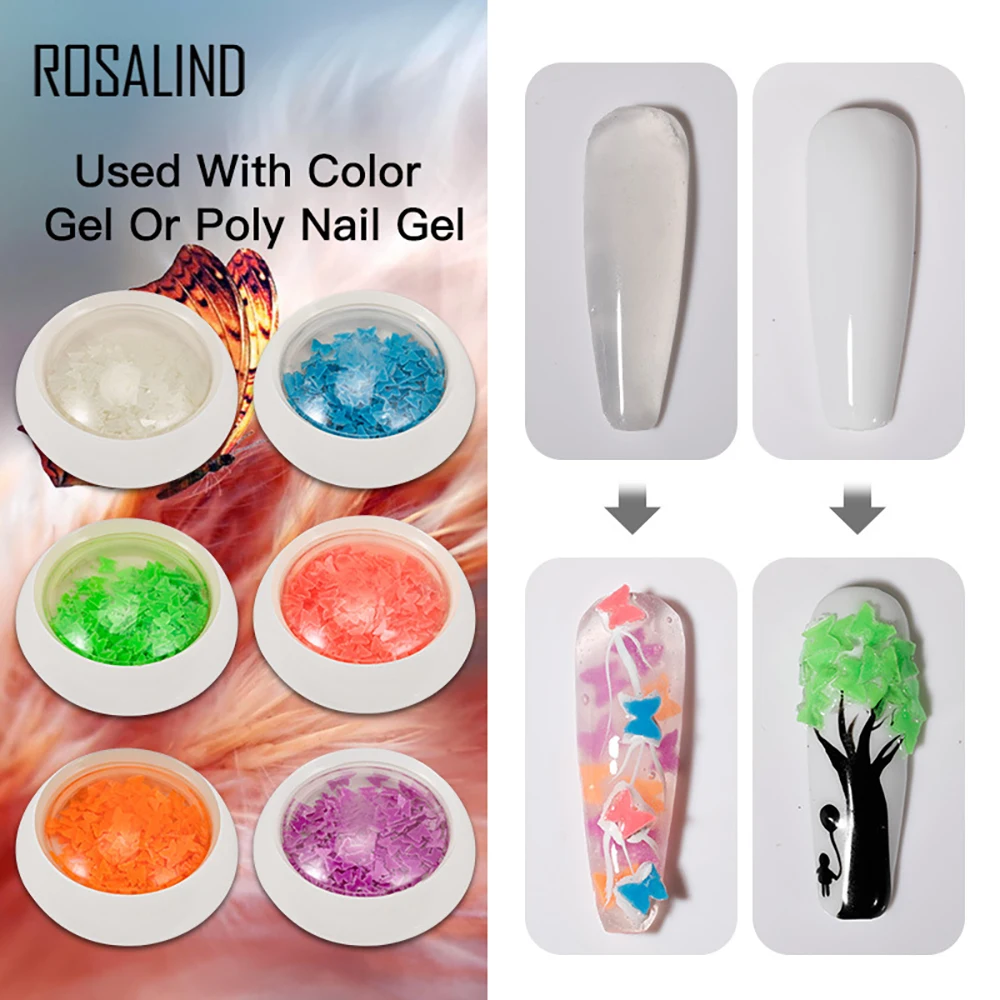 

3D Fluorescent Glow In The Dark Manicure Nail Ornaments Butterfly Nail Art Sticker DIY Nail Art Decoration Nail Sequins