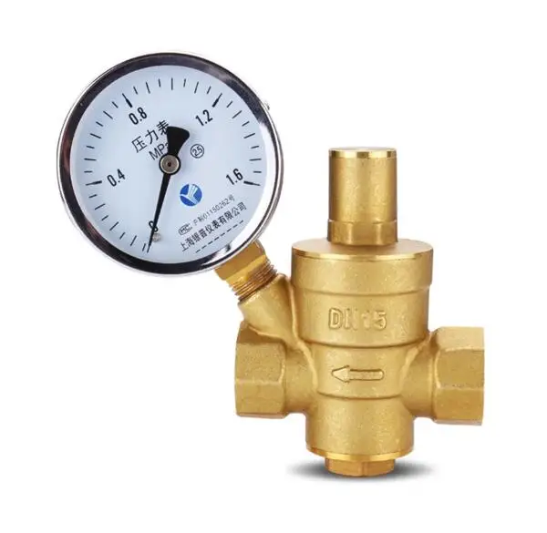 

free shipping 1/2" Brass DN15 water pressure regulator (prv) with Gauge,pressure maintaining valve water pressure reducing valve
