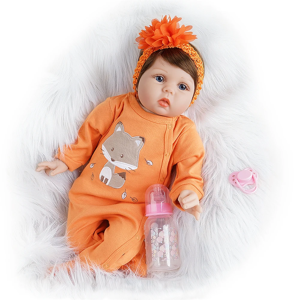 55 см Reborn Baby Doll девушка силикон винил новорожденный оранжевый наряд | Игрушки и