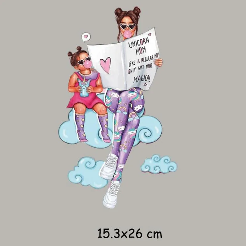

15.3x26cm New Cute Super Mom Baby Iron On Patches For DIY Heat Transfer Clothes T-Shirt Thermal Stickers Decoration Printing