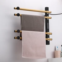 black bathroom fittings electric heated towel rack no drilling stainless steel sterilizing smart towel dryer towel warmer