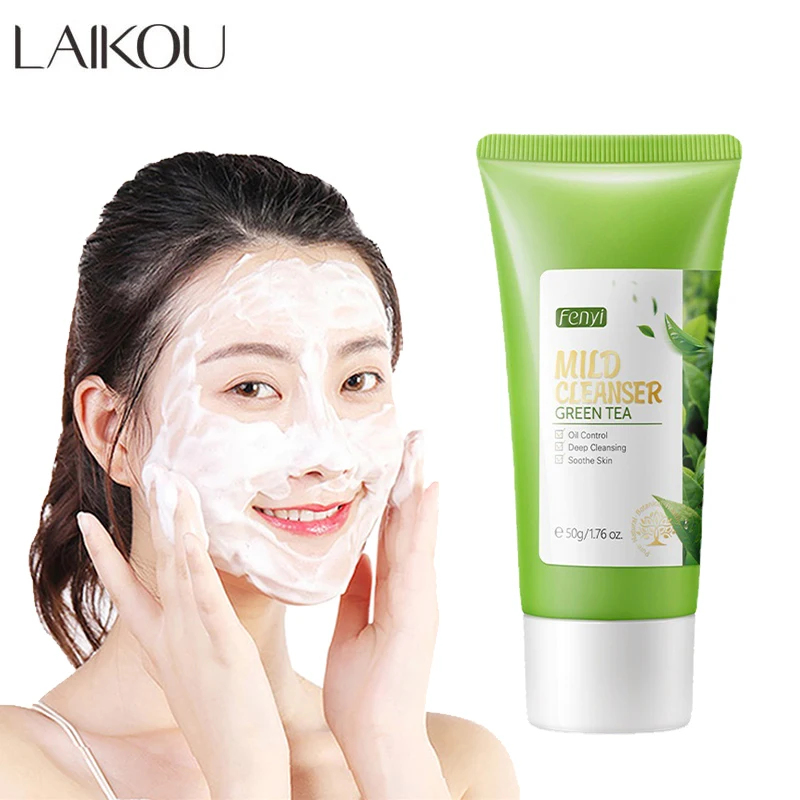 Грязь LAIKOU с зеленым чаем увлажняющее средство для очистки пор лица ухода за кожей
