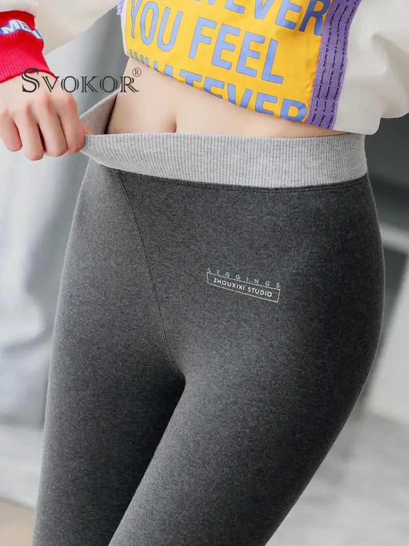 SVOKOR-mallas sexys de algodón para mujer, Leggings cómodos de cintura alta, de...