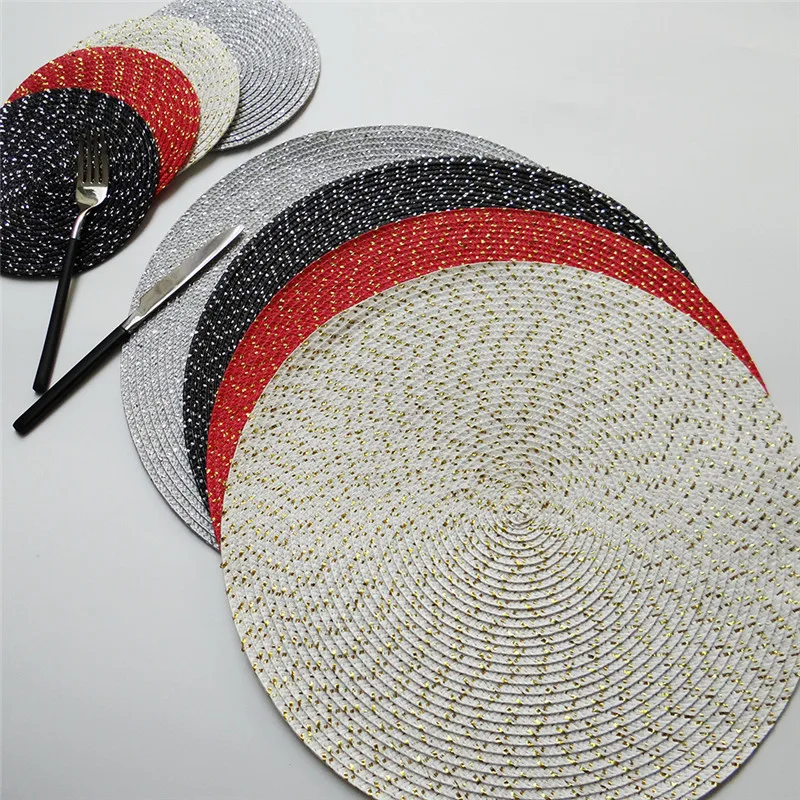 

1Pc Round Woven Nordic Style Non-slip Kitchen Placemat Coaster Insulation Pad Dish Coffee Cup Table Mat Home Decor