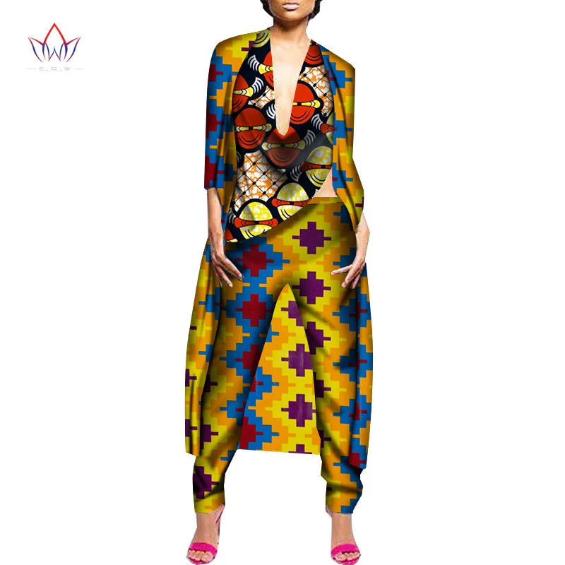 Traditional African Clothing Hot Sell 2020 African Three Pieces Pant Set  for Lady Plus Size Pants & Top African Clothes WY2964