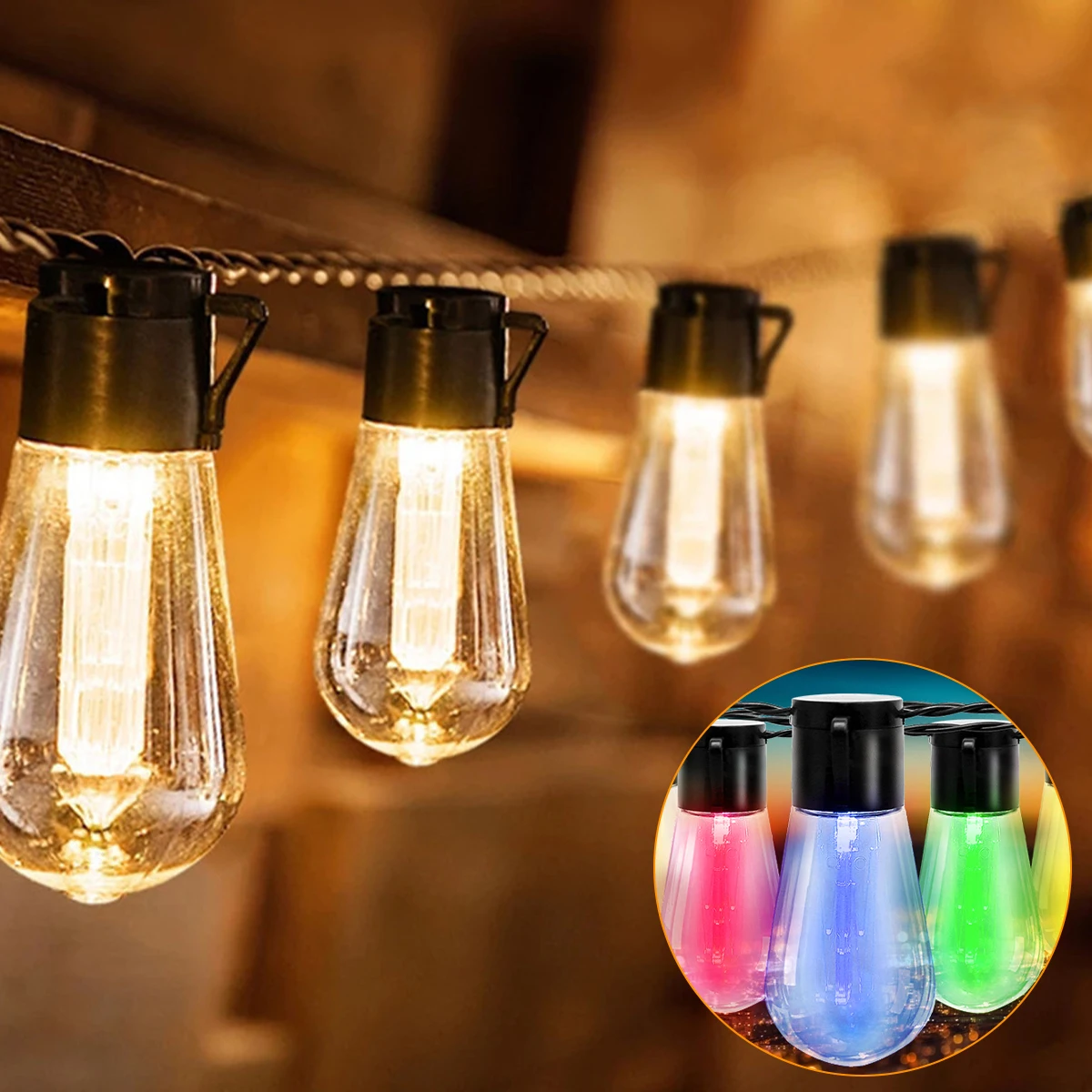 

LED Solar String Lights Christmas Decoration Light Bulb IP65 Waterproof Patio Lamp Holiday Garland For outdoor Garden Furniture