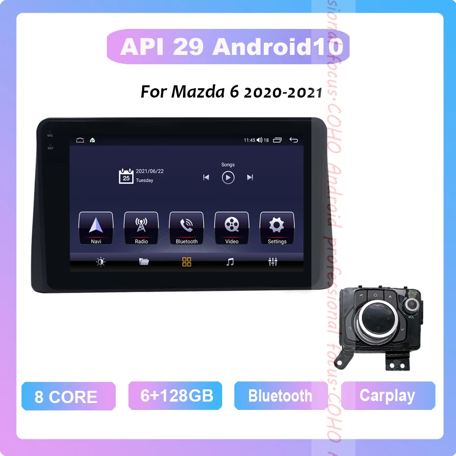 COHO для Mazda 6 2020 2021 Android 10 0 Восьмиядерный + 128G Автомобильный мультимедийный плеер