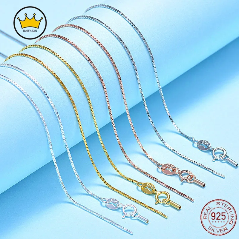 

Ожерелье из серебра 925 пробы для мужчин и женщин, модная популярная цепочка в коробке, ожерелье с кулоном, аксессуары «сделай сам» для изгото...