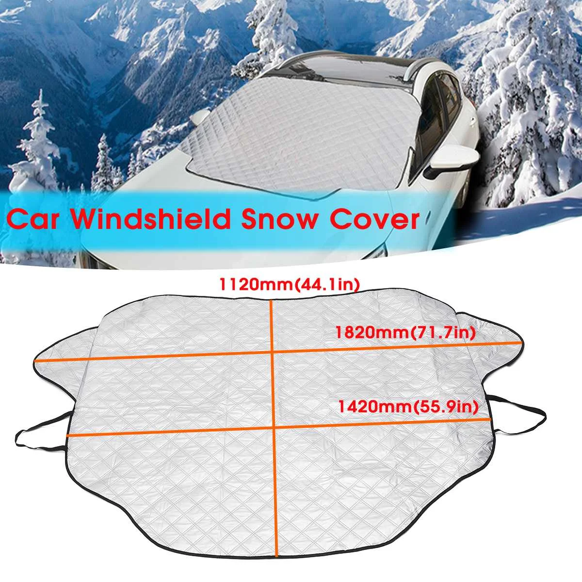 

Silver Automobile Front Windshield Frost Shield Car Windshield Snow Cover for 4 Seasons for Most Five-seater Models