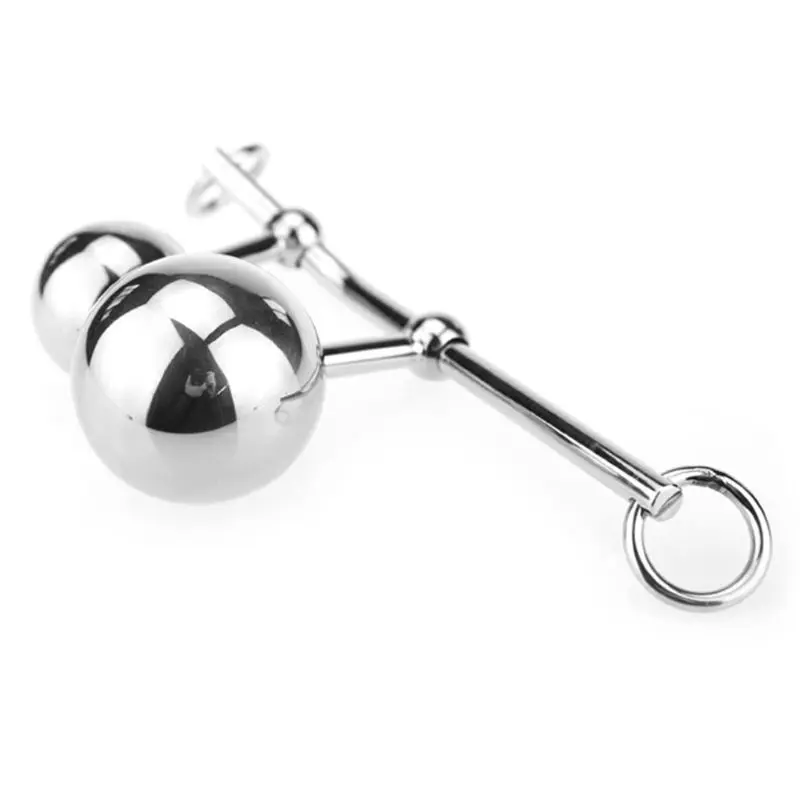 Анальная пробка с двойным шариком для женщин из нержавеющей стали пояса