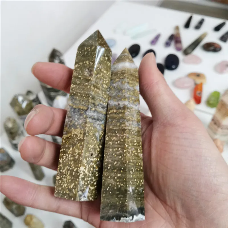 1 шт ZW Бесплатная доставка! Красивая натуральная Океаническая яшма башня Кварц