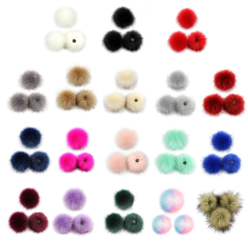 

3Pcs 10cm DIY Colorful Furry Pom Pom Ball with Press Button for Hat Shoes Scarf 83XF