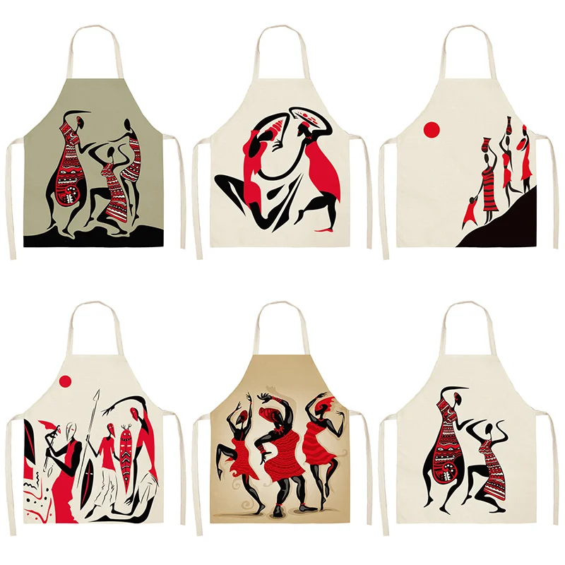 Фартуки для кухни в африканском стиле женщин нагрудники из хлопка и льна