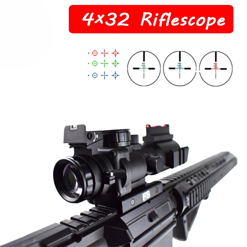 4x32 винтовочный оптический прицел для охоты 20 мм Rail Rifle Gun тактический Военная