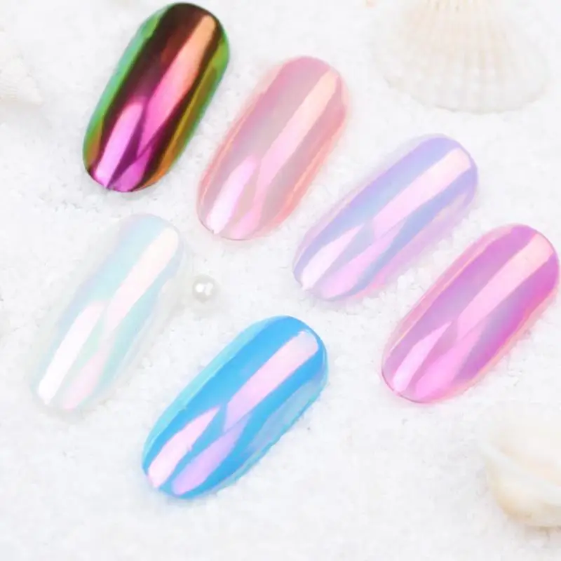 Holographic Nail Glitter Powder Aurora Pigment Art Rainbow Color Neon Effect DIY Decorations Mirror Chrome Tool | Красота и здоровье