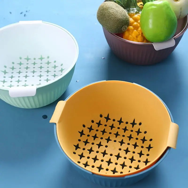 

Living room two-color drain kitchen multi-function double-layer vegetable fruit basket household creative water filter basket