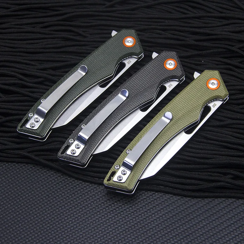 

Outdoor Camping Folding Pocket Knife GT957 Flax Fiber Handle D2 Blade Multi Hunting Survival Tactical Fruit Knives EDC Tools