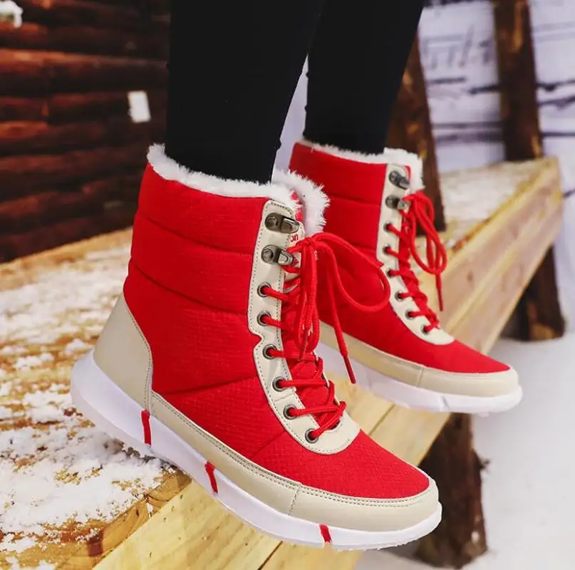 

Женские ботинки WDHKUN на нескользящей подошве, водонепроницаемые зимние ботинки до щиколотки, зимняя обувь на платформе с толстым мехом