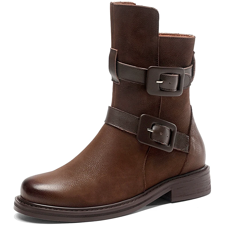 

Autumn Winter Ankle Motorcycle Boot Women Shoes Thick Bottom Black Brown Platform Footwear Elegant Shoes Women Hot Sale A196