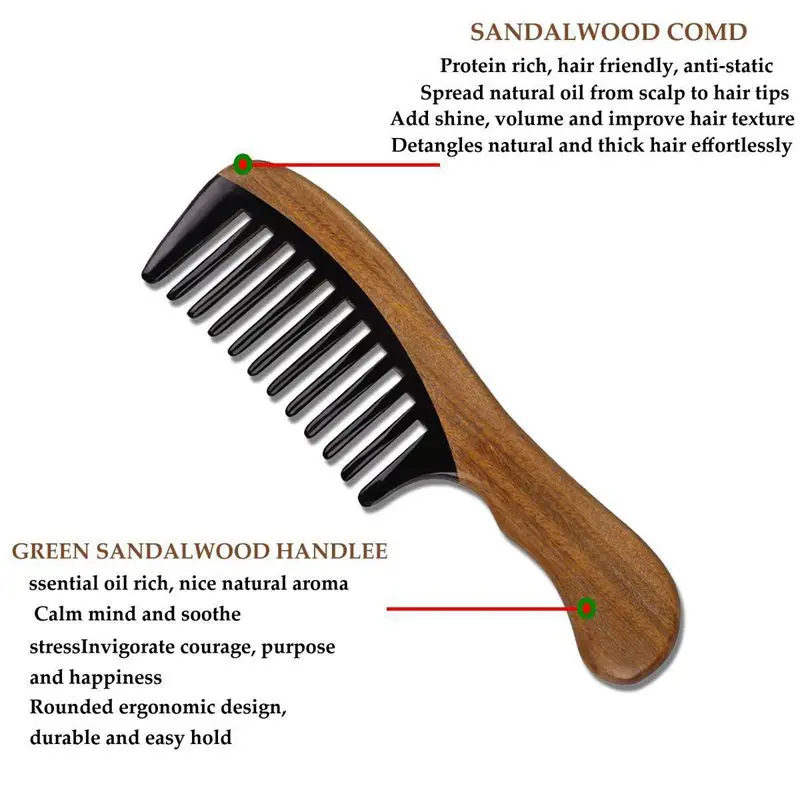

Green Sandalwood Hair Comb No Static Detangling Natural Aroma Handmade Wooden Buffalo Horn Comb Fine Tooth Comb