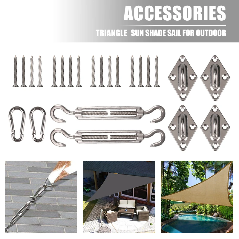 

Sun Sail Accessories Hardware KitFixing Sail Canopy Fixings Stainless Steel for Rectangle and Square Sun Shade Sail