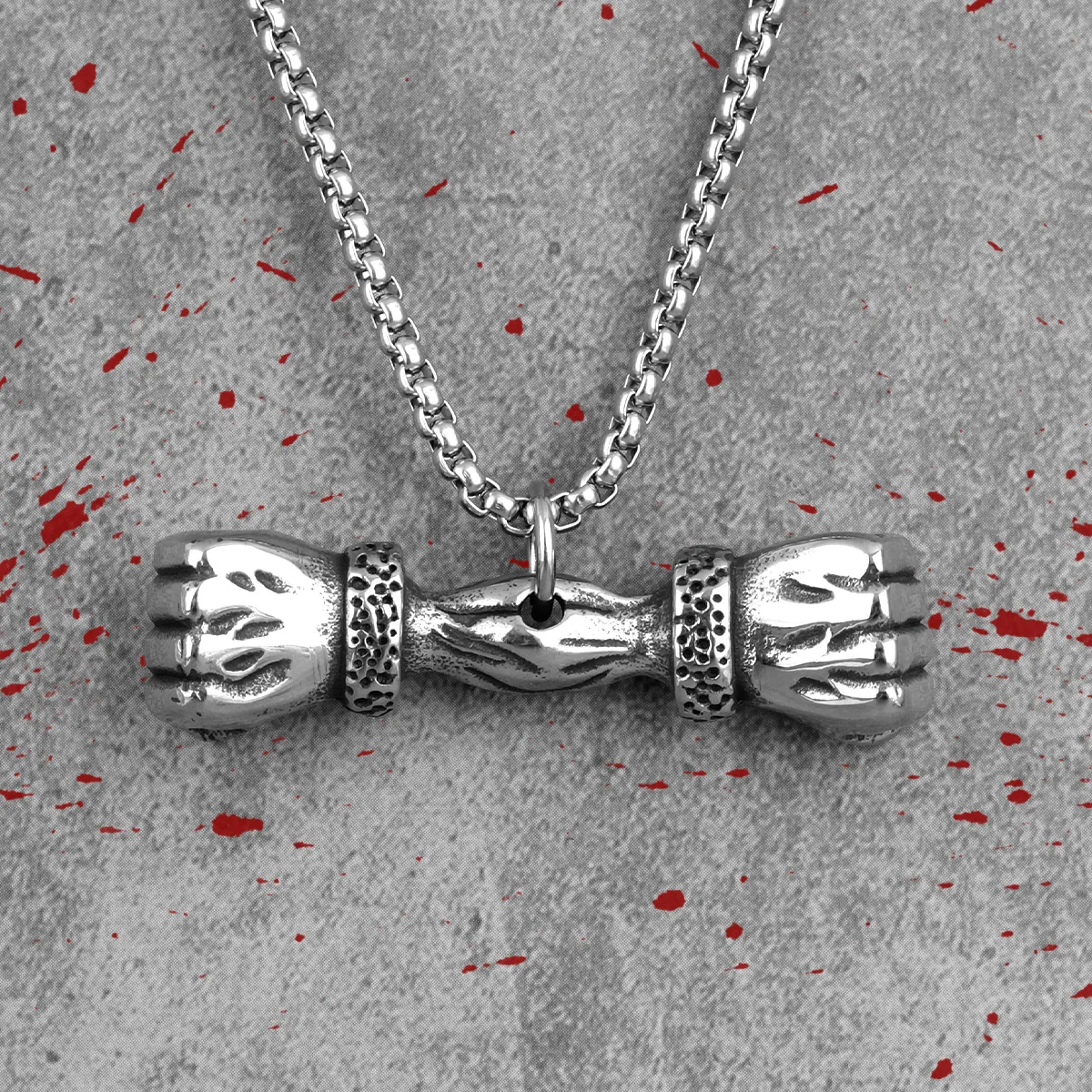 Fist Fitness Bodybuilding Long Men Necklaces Pendants Chain for Boyfriend Male Stainless Steel Jewelry Creativity Gift Wholesale | Украшения