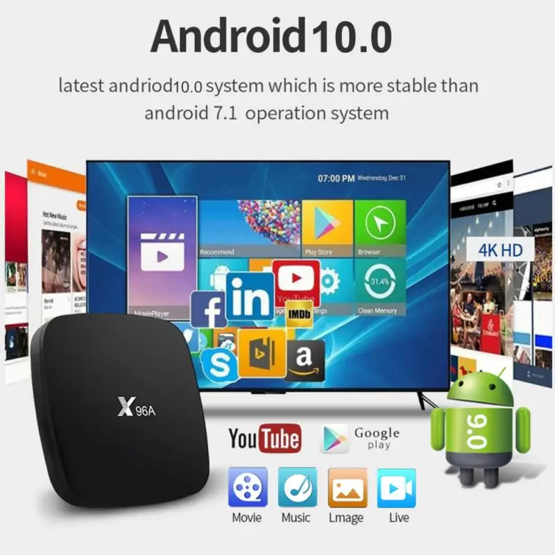 

ТВ-приставка X96A, Android 2,4, 4k, двухдиапазонный Wi-Fi, обновленная Ip-приставка, ТВ-приставка, 2 Гб ОЗУ, 16 Гб ПЗУ, 4,1G/5G BT 3D, ТВ-приставка Android