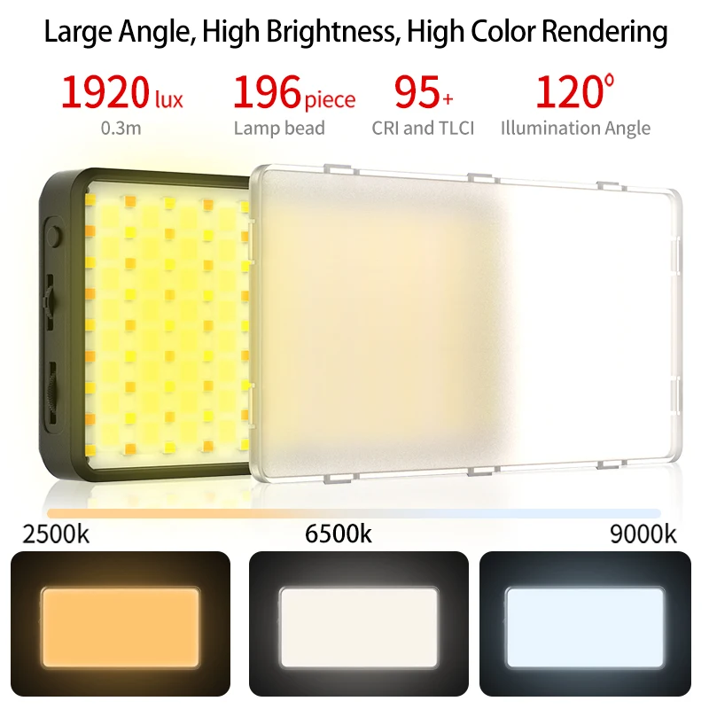 Полноцветная светодиодная лампа VIJIM VL196 2500K 9000K RGB для видеосъемки 3000 мА/ч