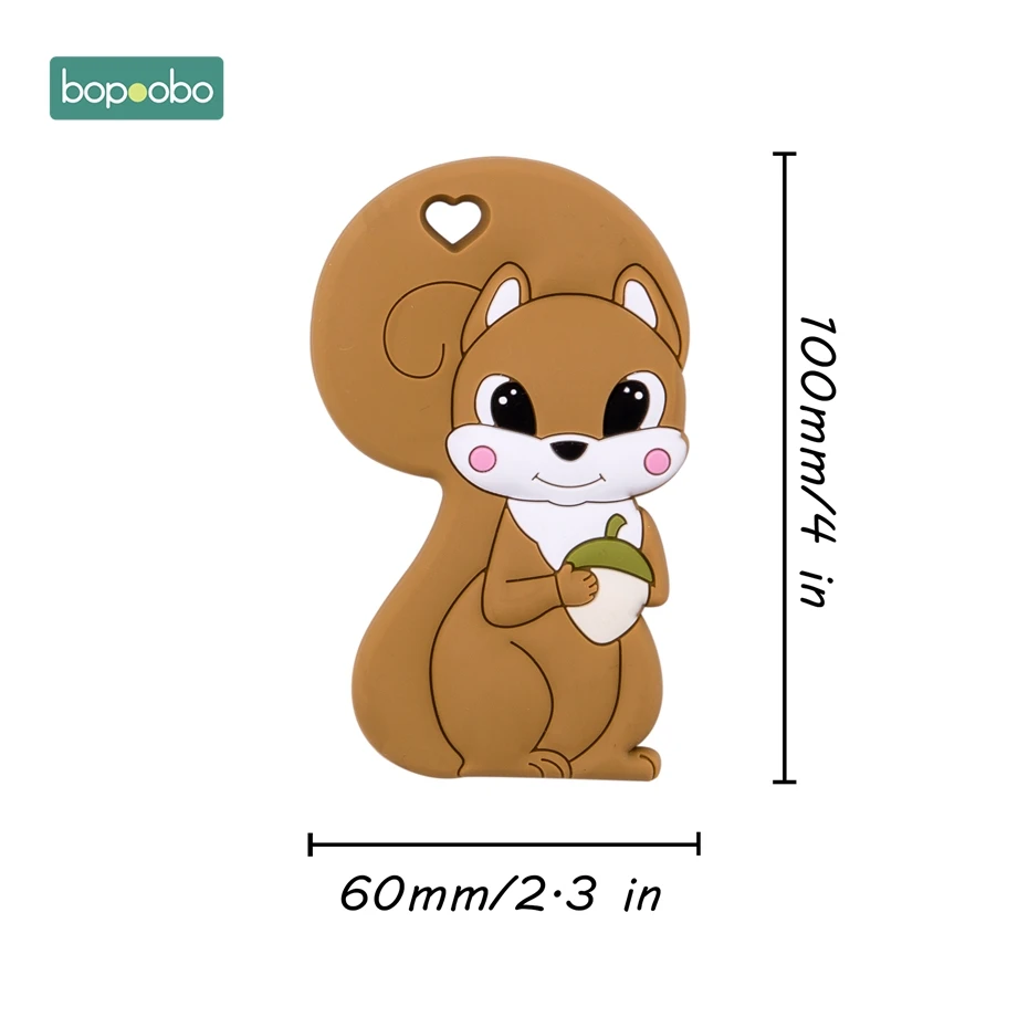 Bopoobo 1 шт., детский прорезыватель, соски, клипсы, подарок для ребенка, пищевые силиконовые грызуны, прорезыватель из бисера, BPA бесплатно, подарок для ребенка, игрушки, силиконовые бусины - Цвет: Brown Squirrel