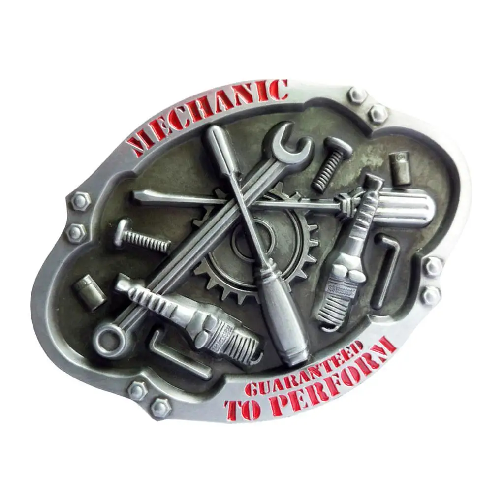 

Men's Leather Belt Buckle Metal Oval Mechanic Tool Pattern 1PC Retro Western Cool Metel Buckle