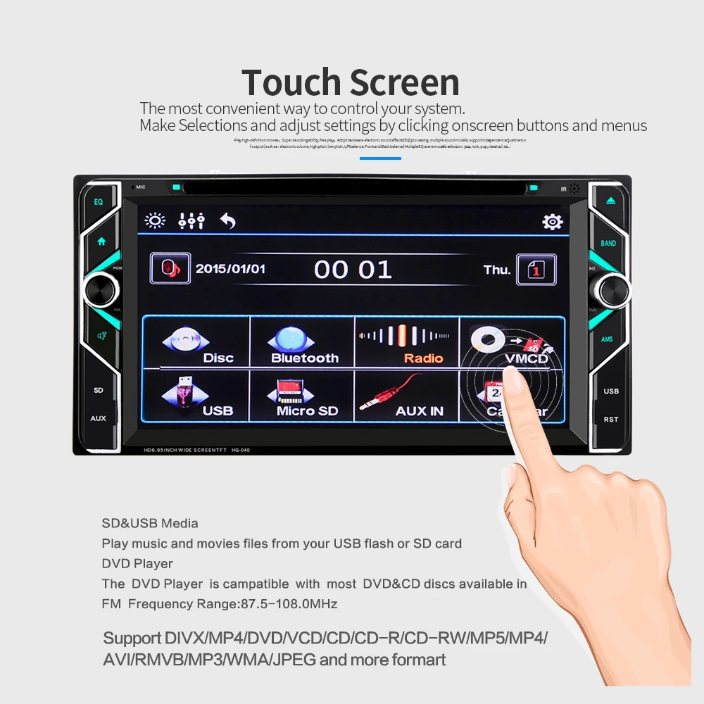 Автомагнитола 2 Din с поддержкой TF Bluetooth DVD-плеером для Toyota Corolla Camry MR2 Prado RAV4 Yaris 7''