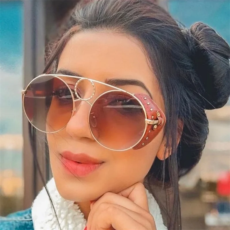 

sunglasses women luxury Round Steampunk men's glasses fashion vintage Gradient Black women's sunglasses 2019 shades for women