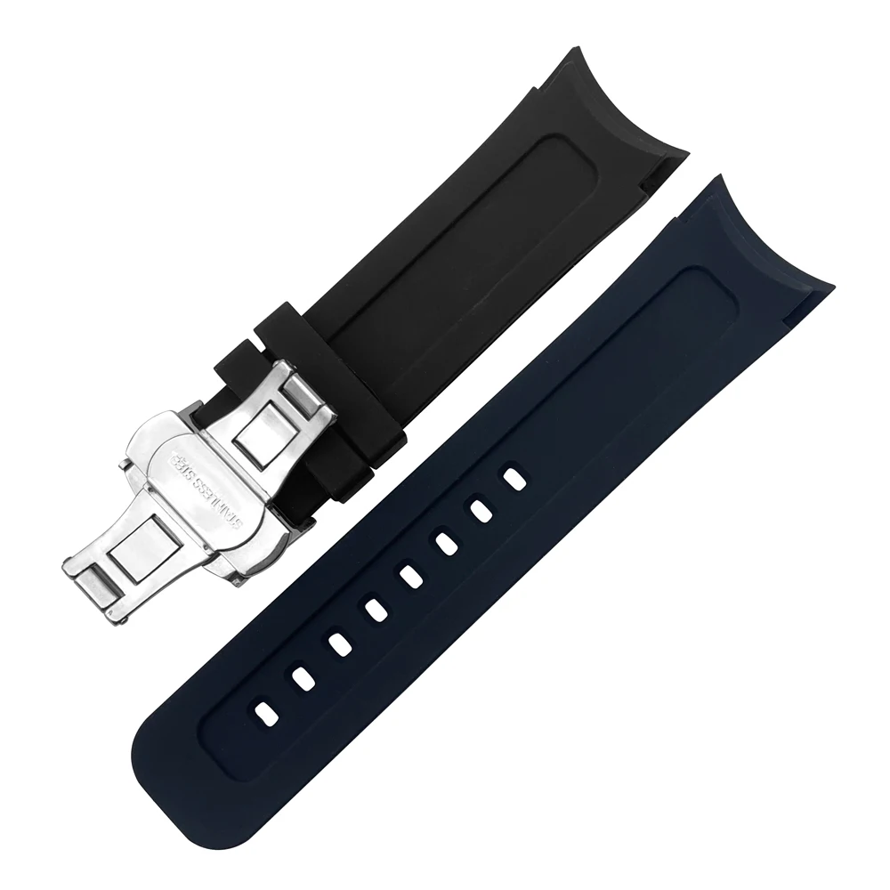 24mm Rubber Watchband Curved End Strap For Tissot T035 Watch Band Butterfly buckle Wrist Strap