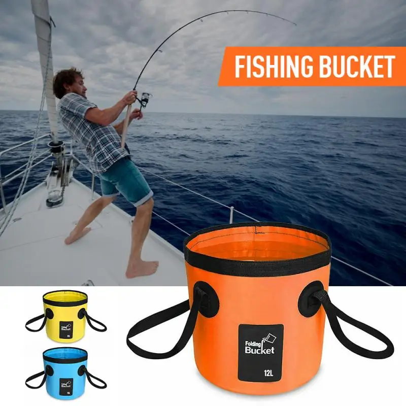 

New Fishing Bucket Folding Bucket Outdoor Convenient Fishing Box Car Wash Bucket Integrated Molding 12L