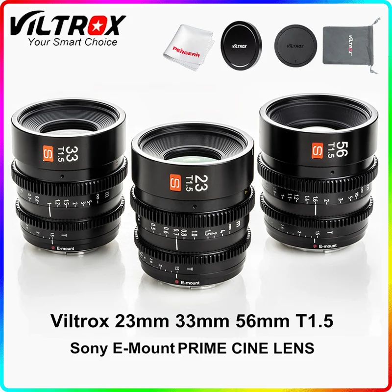 

Viltrox 23mm 33mm 56mm T1.5 Cine Lens APS-C Large Aperture Manual Focus Compact Solid Lens for Sony E-Mount Cameras A6600 A6500